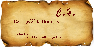 Czirják Henrik névjegykártya